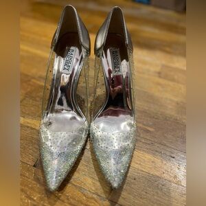 Badgley Mischka Cinderella Pointed Toe Heels Gold and Clear